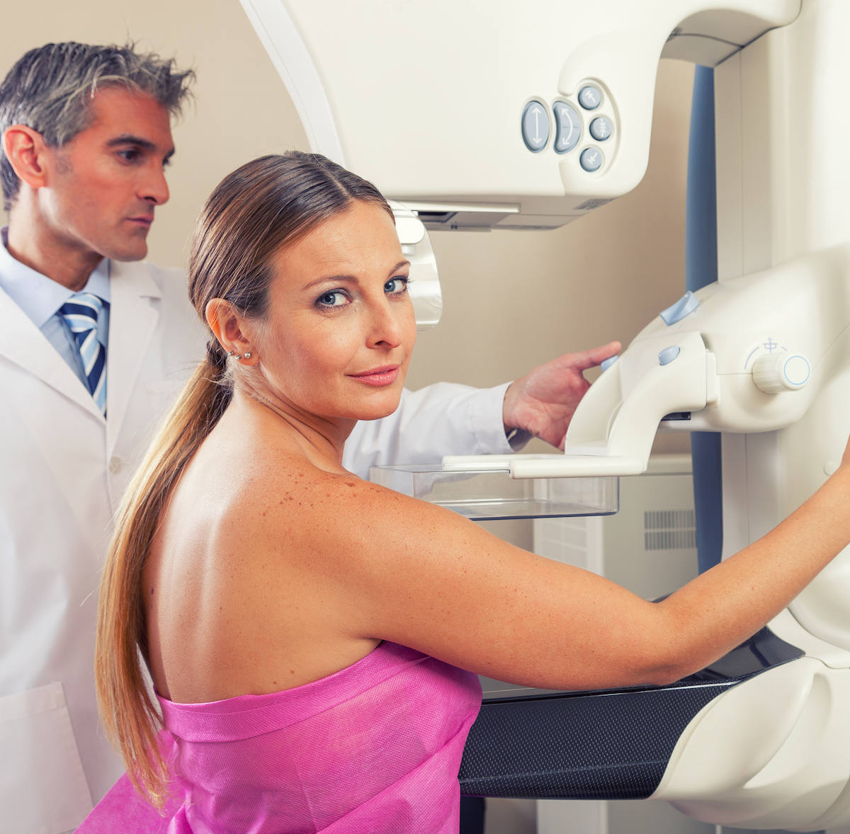 Woman at Mammogram Machine